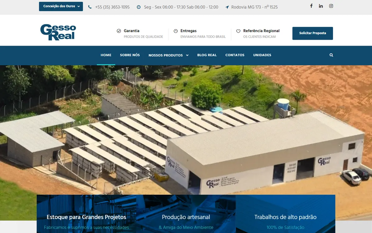 Página inicial do site Gesso Real